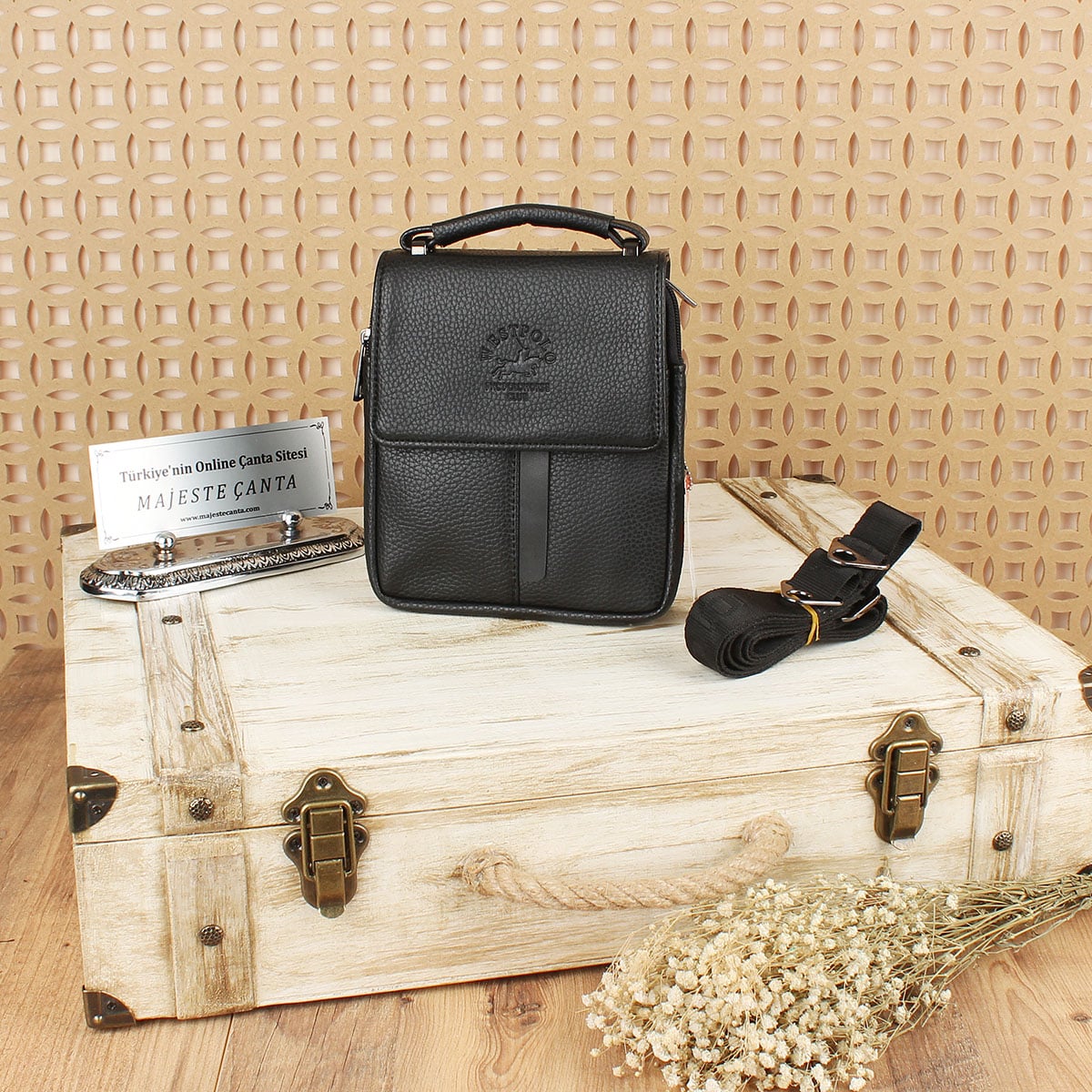 west polo küçük boy siyah erkek el çantası